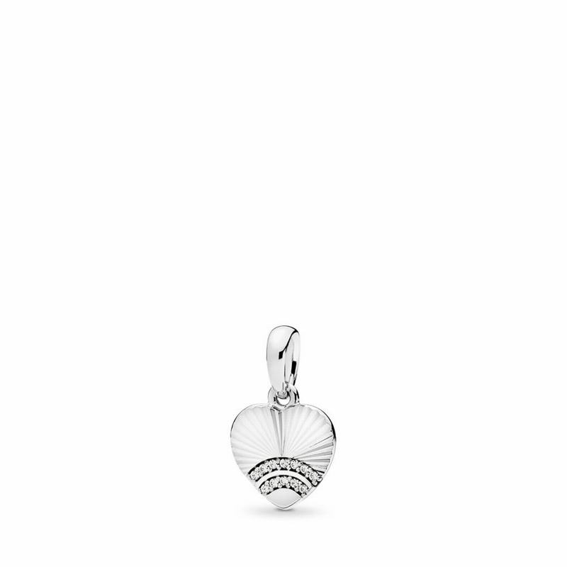 Pandora Fan Of Love Pendant Ireland - Sterling Silver/Cubic Zirconia - 324695YFA